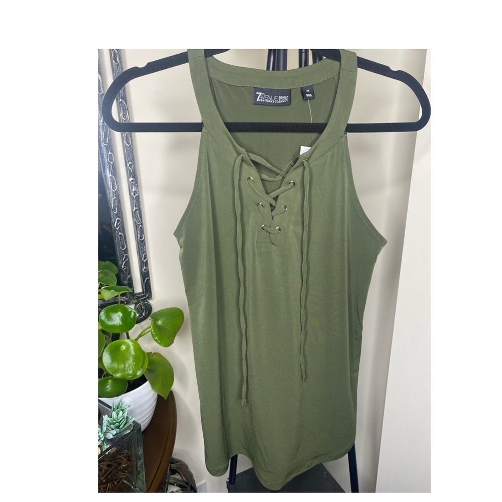 New York & Company Forest Green No Shoulder Blouse